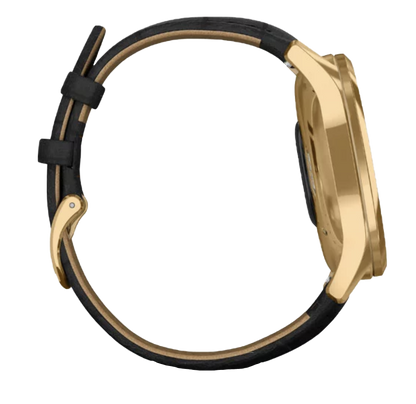 Garmin Vívomove Luxe - 24K Gold PVD Stainless Steel Case with Black Embossed Italian Leather Band (010-02241-02) by Garmin