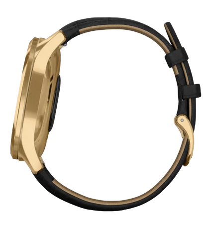 Garmin Vívomove Luxe - 24K Gold PVD Stainless Steel Case with Black Embossed Italian Leather Band (010-02241-02) by Garmin