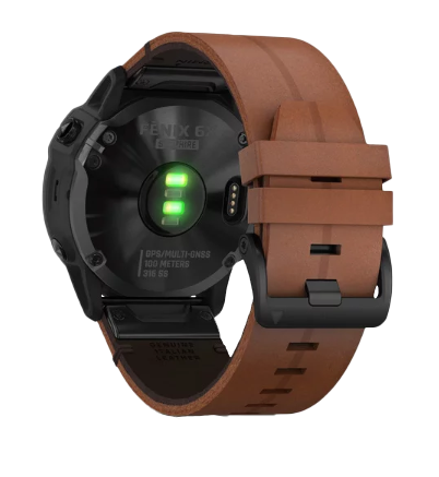 Garmin Fenix 6X Sapphire Black DCL with Chestnut Leather Band (010-02157-13) by Garmin