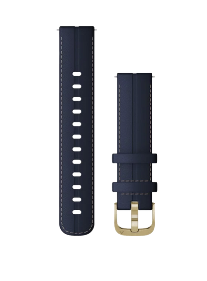 Garmin Quick Release Bands (18 mm) Navy Leather w/ Light Gold Hardware (010-12932-08) by Garmin