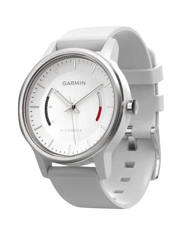 Garmin Vivomove white GPS smartwatch with leather band, certified refurbished