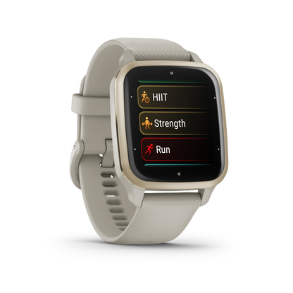 Garmin Venu Sq 2 Music, Cream Gold Aluminum Bezel with French Gray Case and Silicone Band (010-02700-02) by Garmin