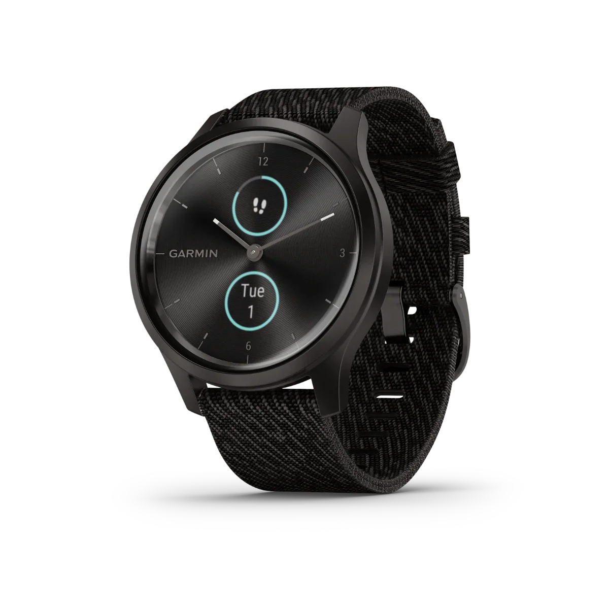 Garmin Vívomove Style smartwatch, graphite case with black pepper woven nylon band