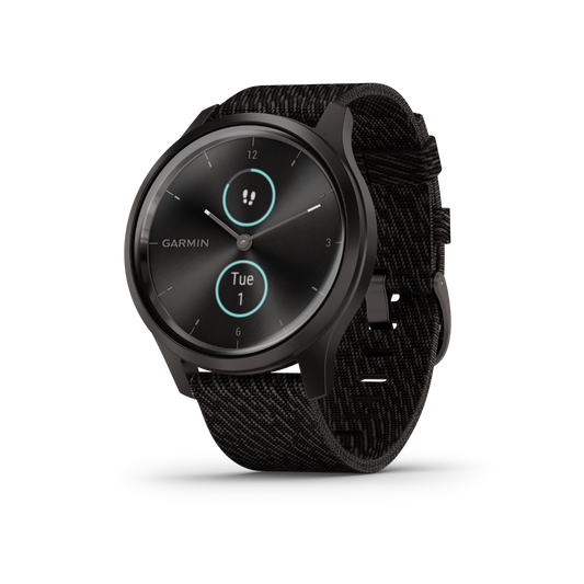 Garmin Vívomove Style, Graphite with Black Pepper Woven Nylon Band, GPS Smartwatch (Garmin Certified Refurbished) by Garmin