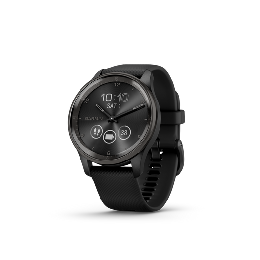 Garmin vivomove Trend, Slate Stainless Steel Bezel with Black Case and Silicone Band (010-02665-00) by Garmin