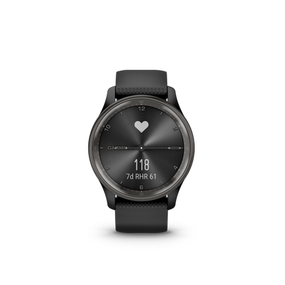 Garmin vivomove Trend, Slate Stainless Steel Bezel with Black Case and Silicone Band (010-02665-00) by Garmin