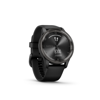 Garmin vivomove Trend, Slate Stainless Steel Bezel with Black Case and Silicone Band (010-02665-00) by Garmin