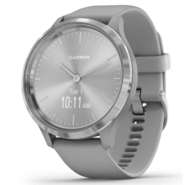 Garmin Vívomove 3 - Silver Stainless Steel Bezel with Powder Gray Silicone Band