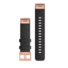 Garmin Quickfit 20 Watch Band Heathered Black Nylon with Rose Gold Hardware 