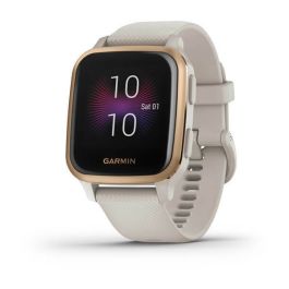 Garmin Venu Sq – Music Edition GPS Smartwatch Light Sand with Rose Gold Bezel