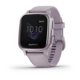 Garmin Venu Sq - Metallic Orchid Aluminum Bezel with Orchid Case and Silicone Band