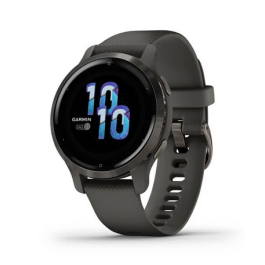 Garmin Venu 2S - Slate Stainless Steel Bezel with Graphite Case and Silicone Band 