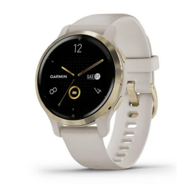 Garmin Venu 2S - Light Gold Stainless Steel Bezel with Light Sand Case and Silicone Band 