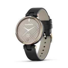 Garmin Lily - Classic Edition Cream Gold Bezel with Black Case and Italian Leather Band