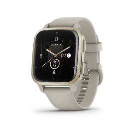 Garmin Venu Sq 2 – Music Edition Cream Gold Aluminum Bezel with French Gray Case and Silicone Band