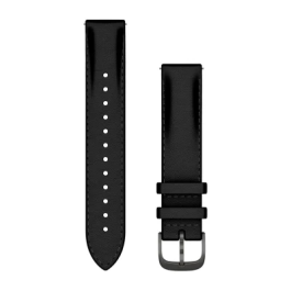 Garmin Quick Release Bands (18 mm) Black Leather with Brushed Slate Hardware