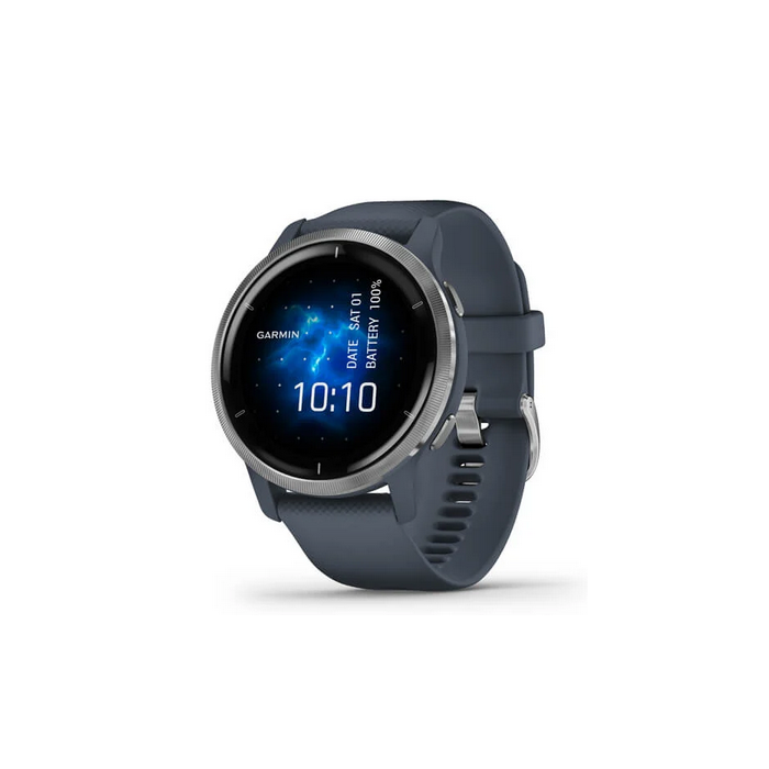 Garmin Venu GPS Running Watch - Granite Blue with Stainless Steel Bezel for  sale online