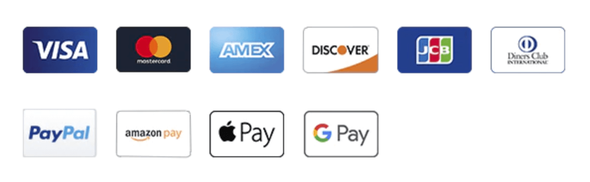 Payment Methods Accepted: Visa, Mastercard, Discover, American Express, and PayPal